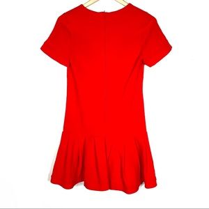 ASOS red short sleeve pleated hem shift dress